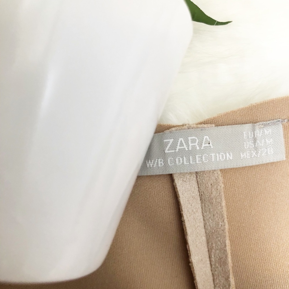 Zara W/B Collection Beige Tan Faux Suede Romper - Picture 4 of 4